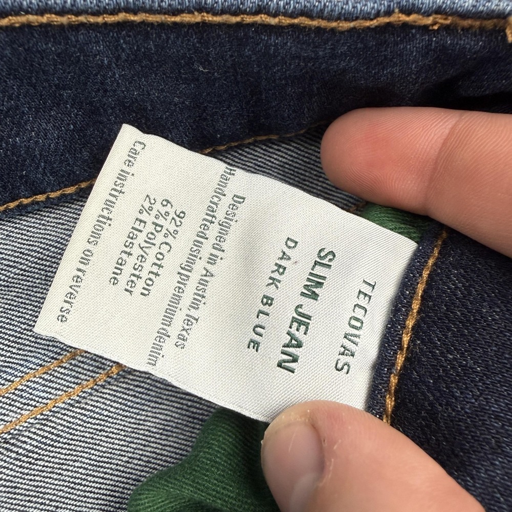 Tecovas Jeans Mens 33x30 Dark Wash Blue Slim Straight Stretch Denim 5 Pocket - Picture 3 of 9